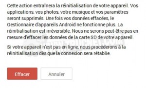 confirmez l'effacement ou non de vos données