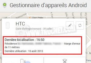 localisation approximative de votre appareil